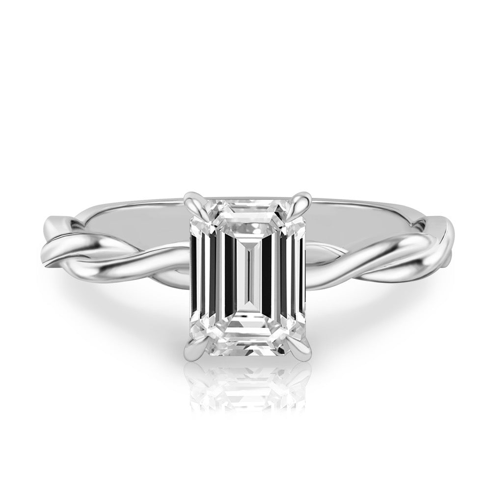 Kyra Twisted Engagement Ring with Hidden Halo