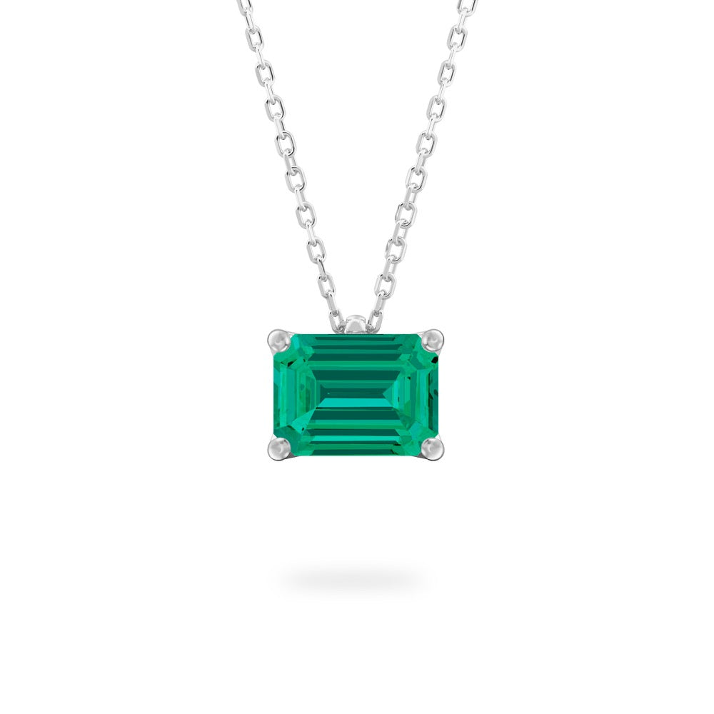 Emerald Ripple Necklace Emerald Solitaire Necklace