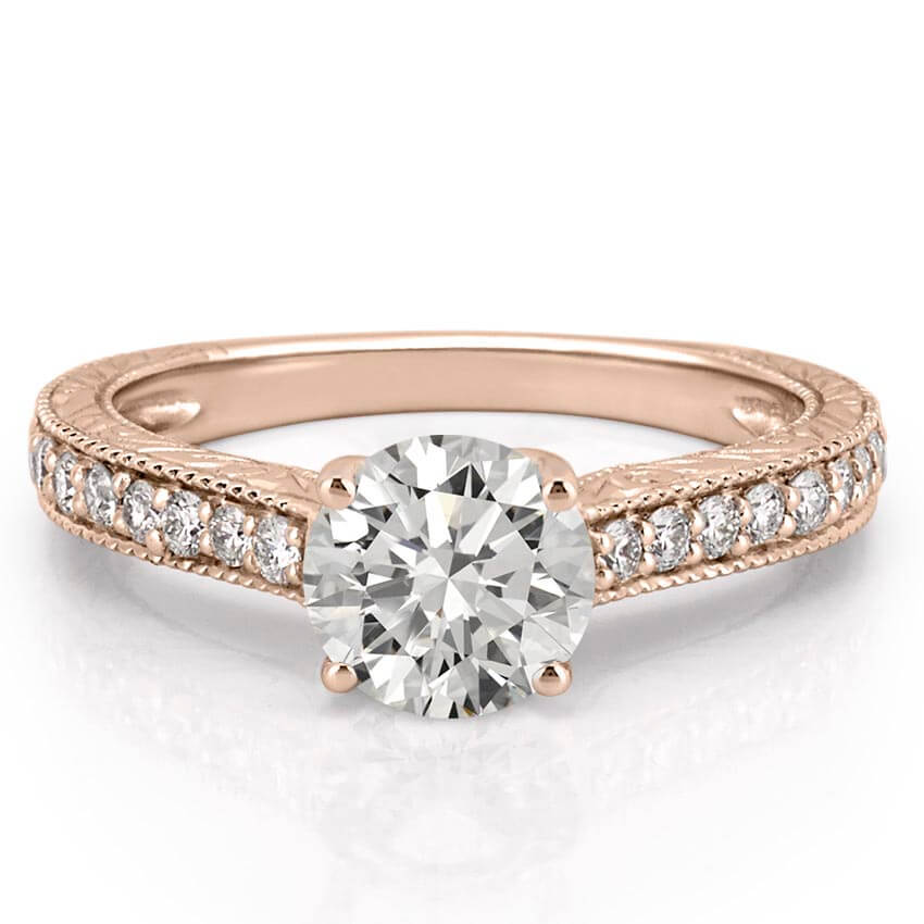 Katherine Engraved Engagement Ring with Diamonds