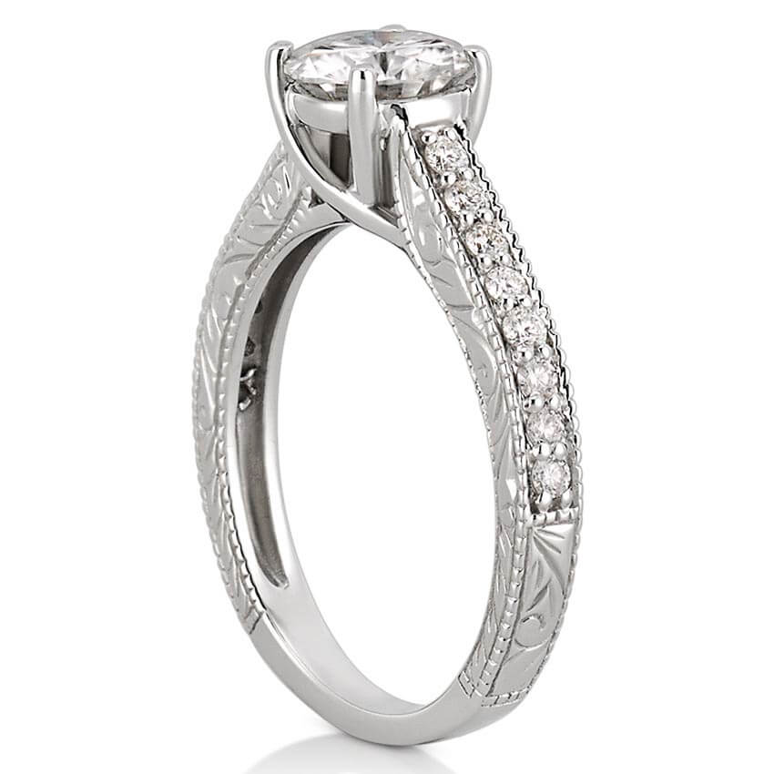 Katherine Engraved Engagement Ring with Diamonds