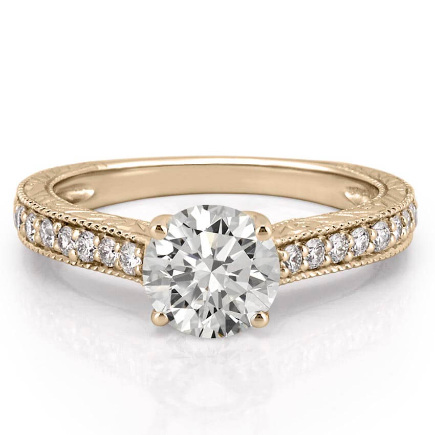 Katherine Engraved Engagement Ring with Diamonds