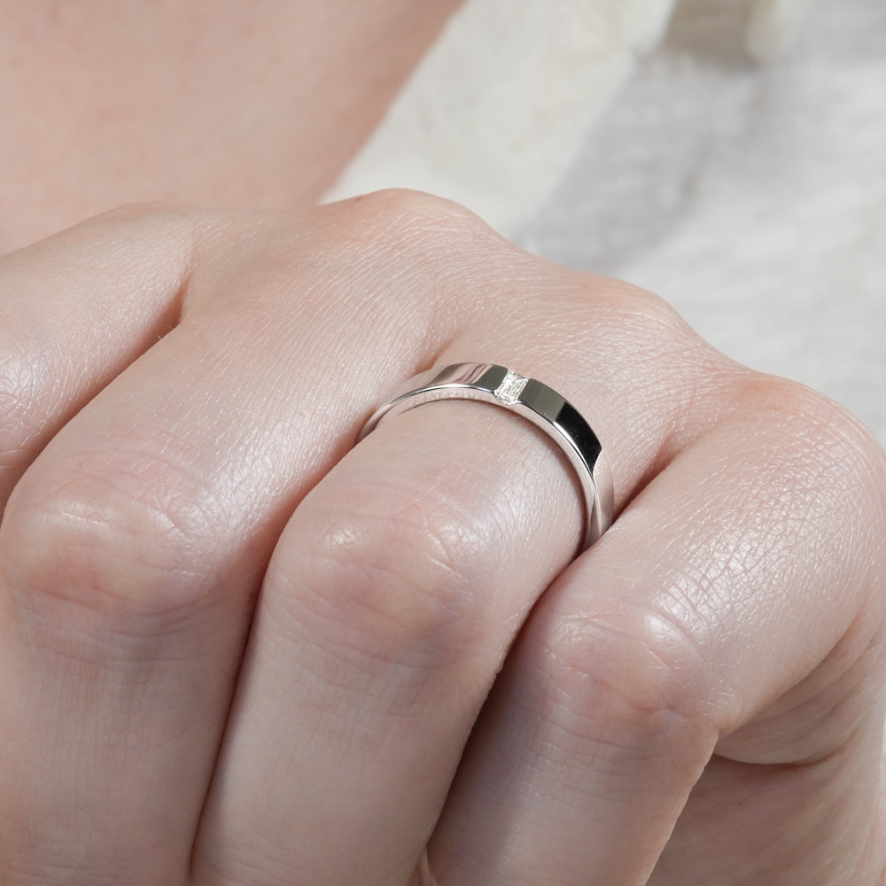Jasper Flush Baguette Diamond Wedding Band