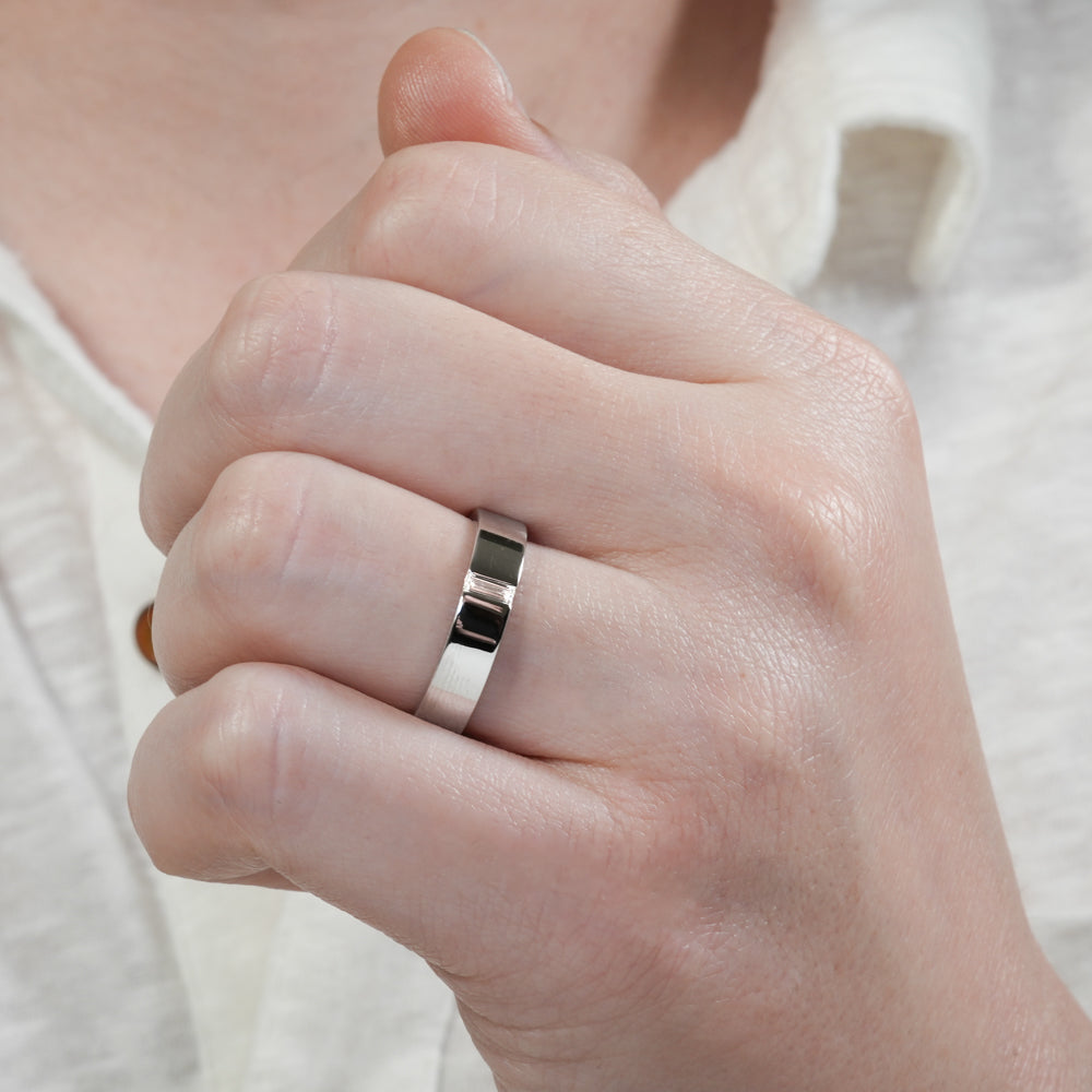 Jasper Flush Baguette Diamond Wedding Band