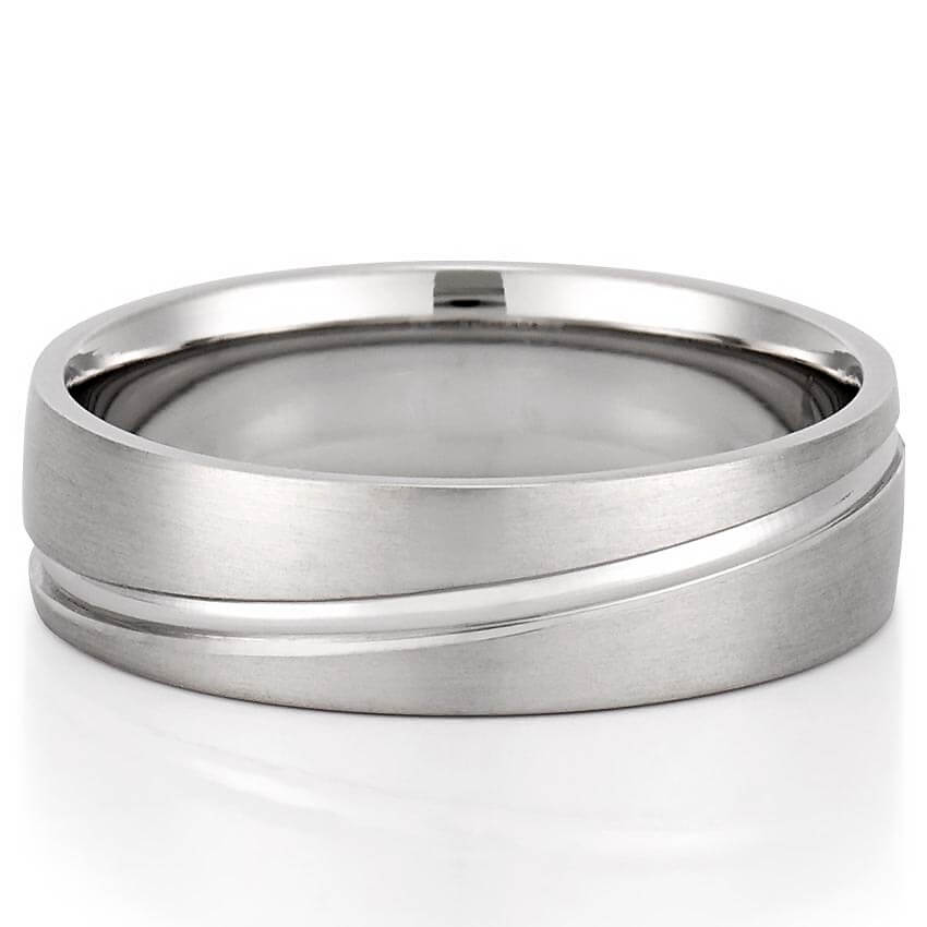 Edison Grooved Wedding Band with Inlay