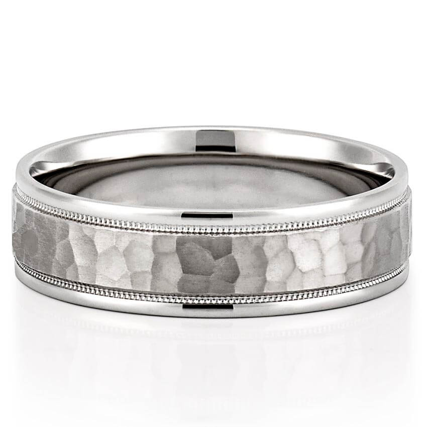 Simba Hammered Milgrain Wedding Band