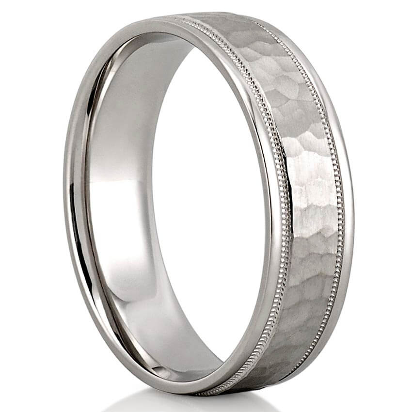 Simba Hammered Milgrain Wedding Band