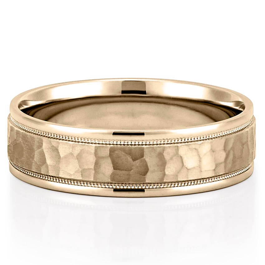 Simba Hammered Milgrain Wedding Band