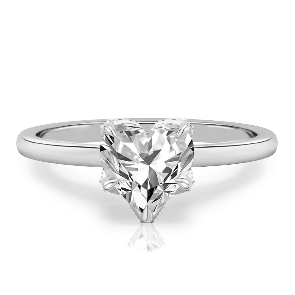 Fleur Pave Petal Prong Engagement Ring