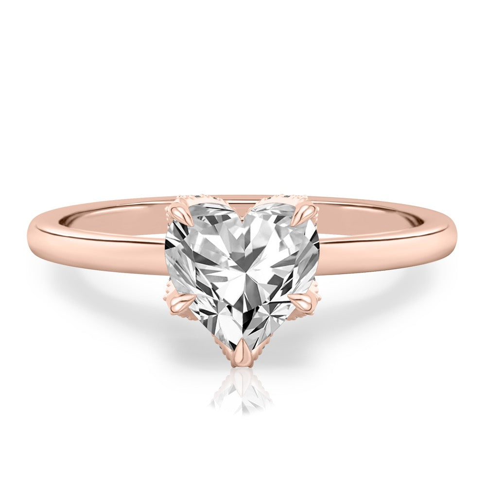 Fleur Pave Petal Prong Engagement Ring