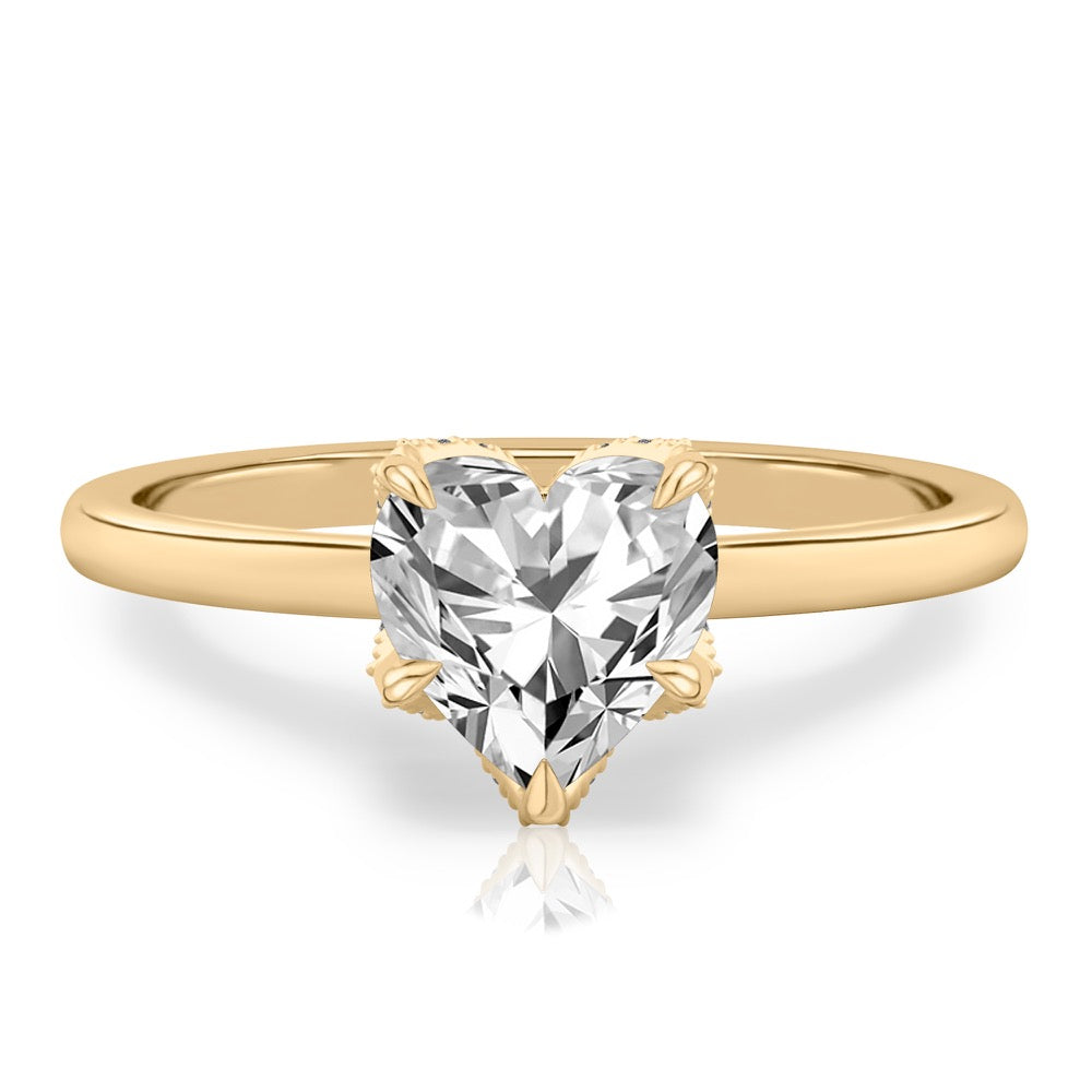 Fleur Pave Petal Prong Engagement Ring