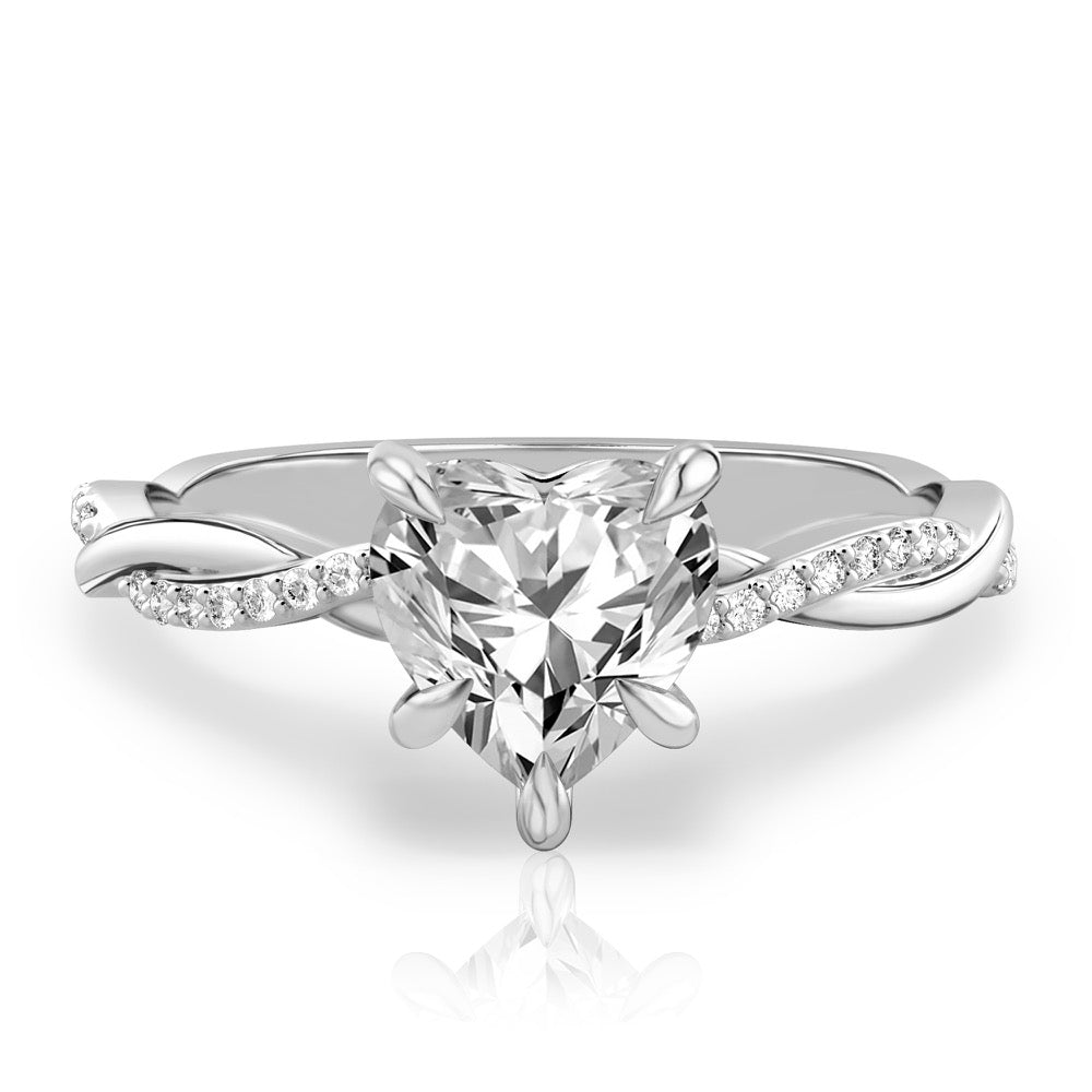 Twist Ring Engagement Ring with Pavé Twist Band