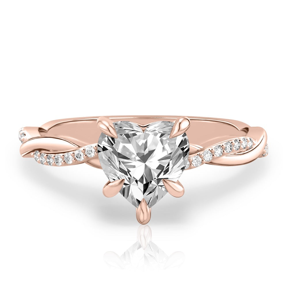 Twist Ring Engagement Ring with Pavé Twist Band