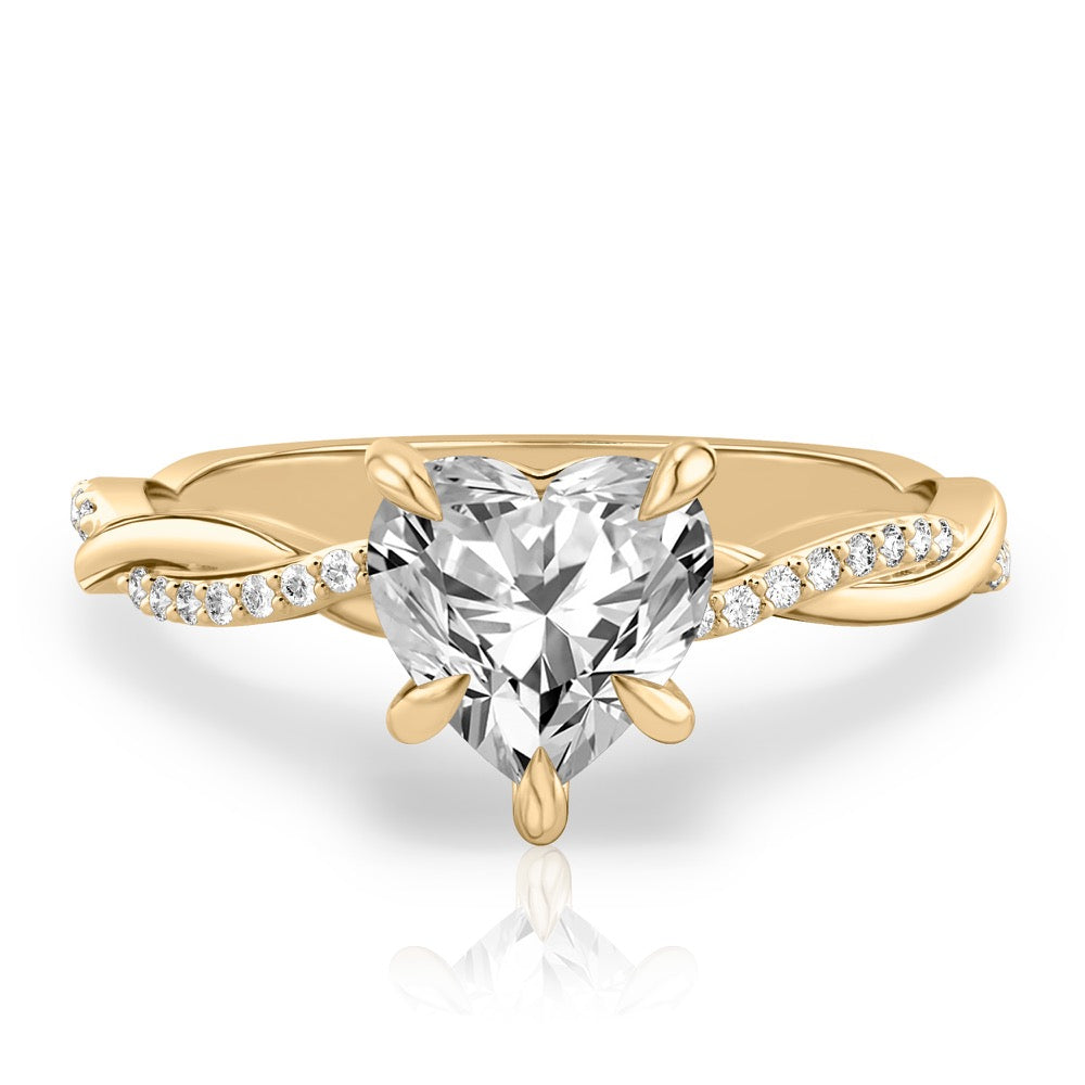 Twist Ring Engagement Ring with Pavé Twist Band