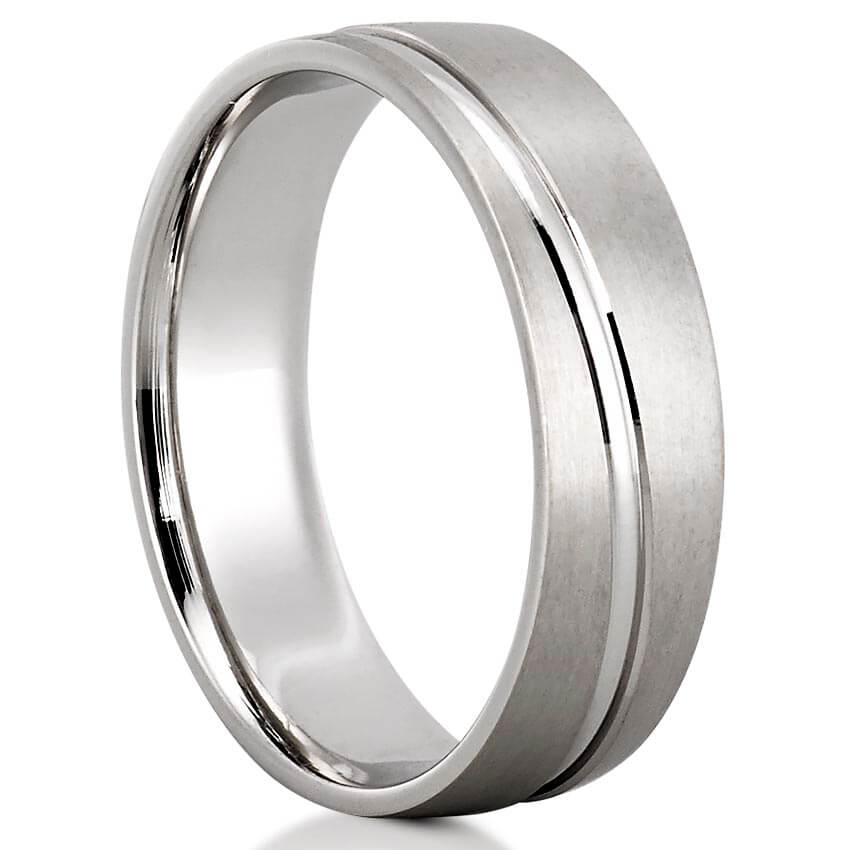 Edison Grooved Wedding Band with Inlay