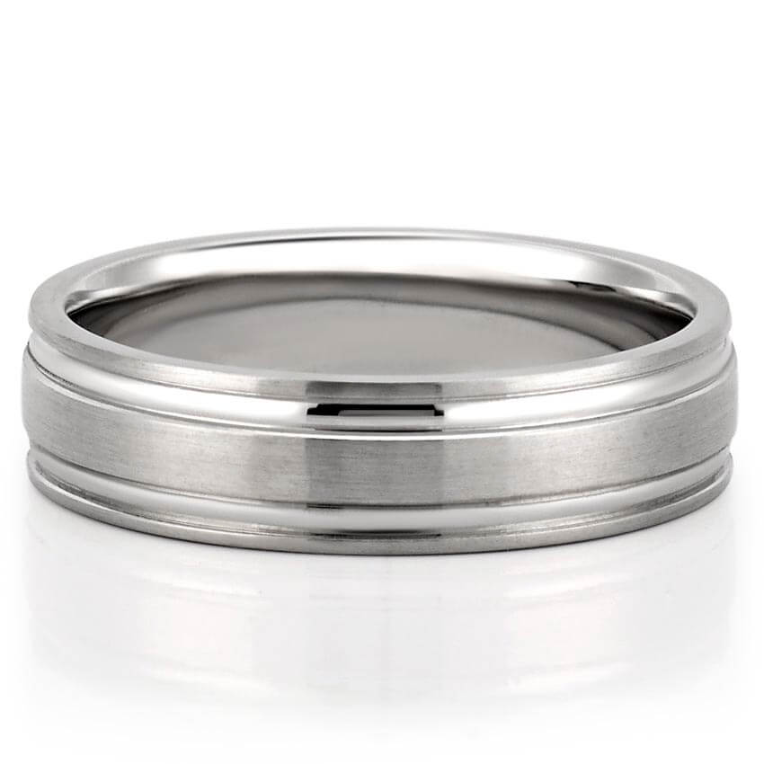 Beck Matte Wedding Band Featuring Two Inlays