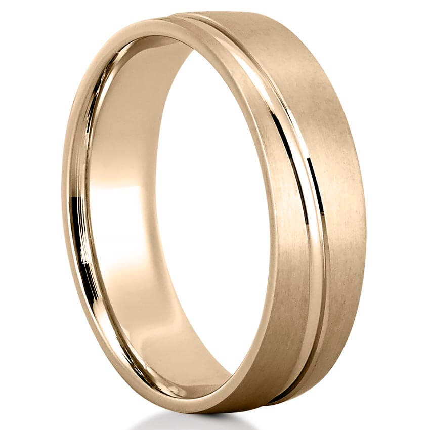Edison Grooved Wedding Band with Inlay