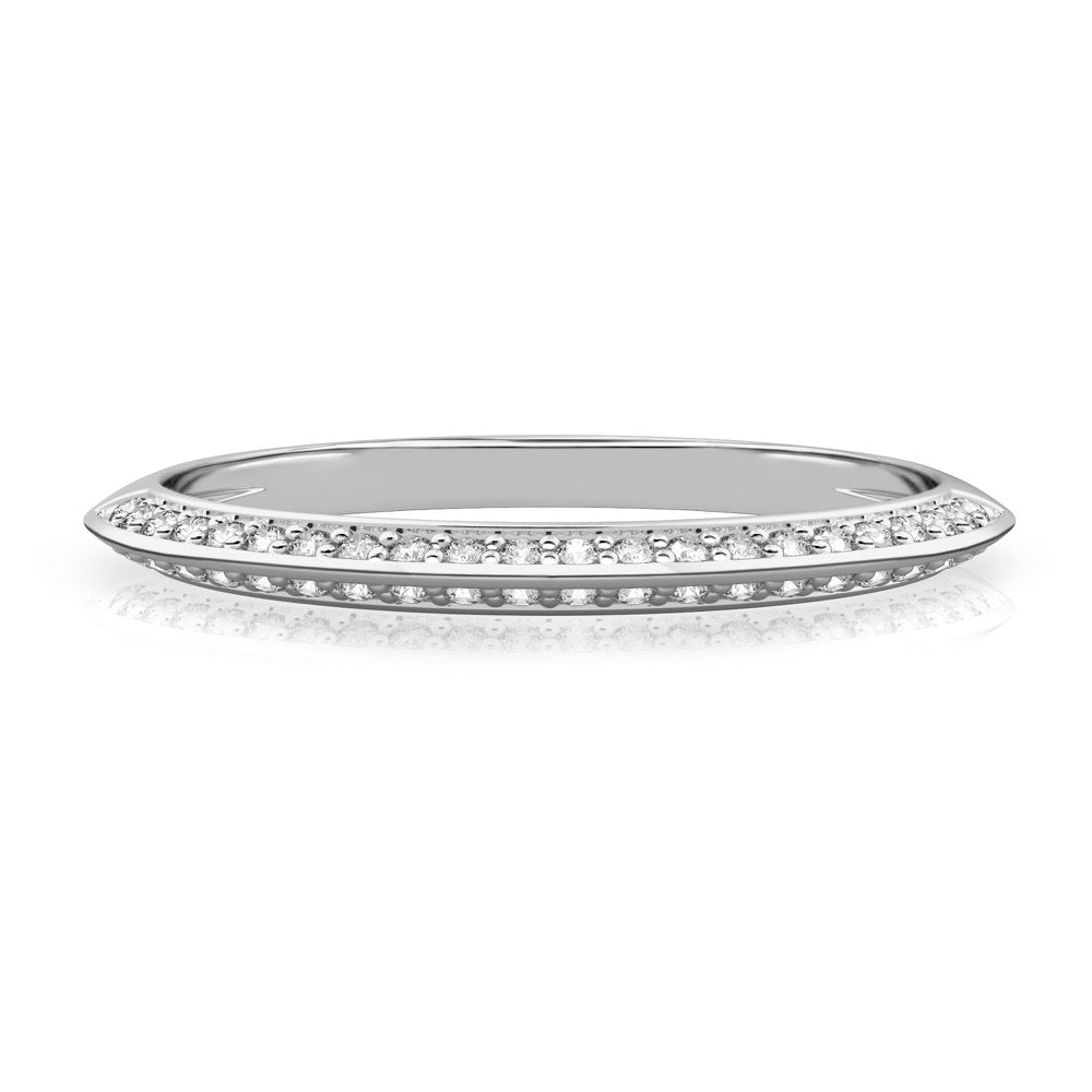 Charu Band Knife Edge Wedding Band with Diamonds