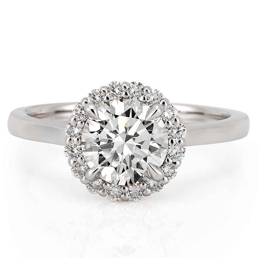 Aspen Leaf Halo Engagement Ring