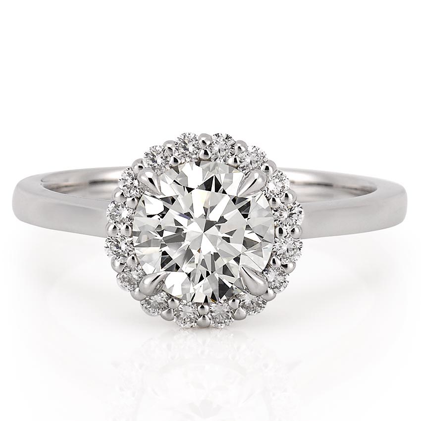 Aspen Leaf Halo Engagement Ring