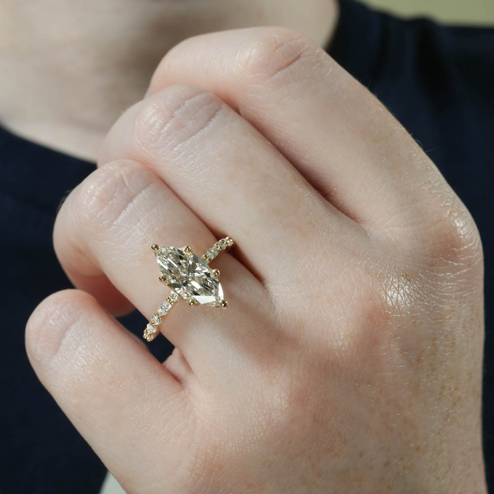 Lynn Marquise and Round Diamond Ring