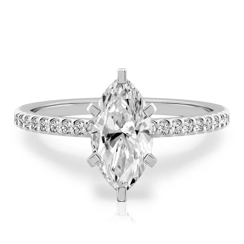 Diana Dainty Engagement Ring with Diamond Band