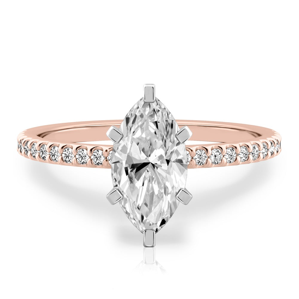 Diana Dainty Engagement Ring with Diamond Band