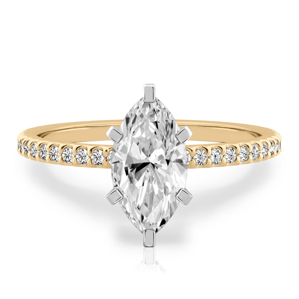 Diana Dainty Engagement Ring with Diamond Band