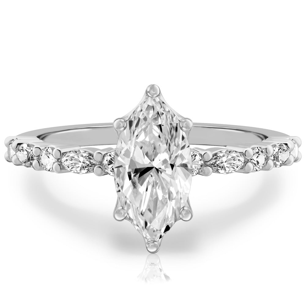 Lynn Marquise and Round Diamond Ring