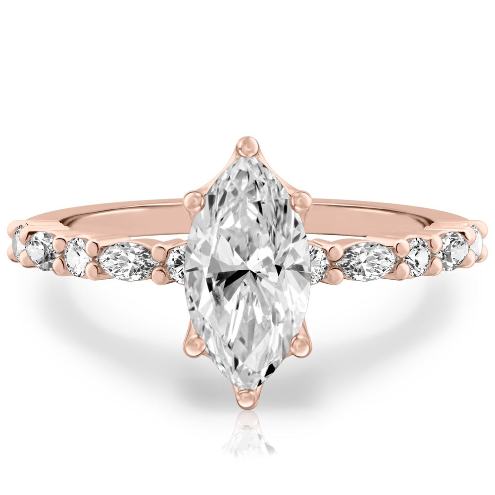 Lynn Marquise and Round Diamond Ring