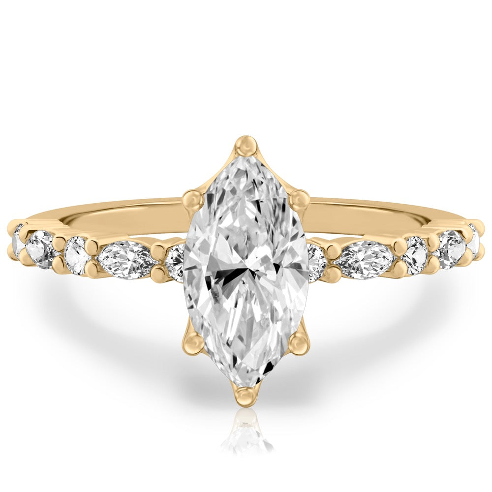 Lynn Marquise and Round Diamond Ring