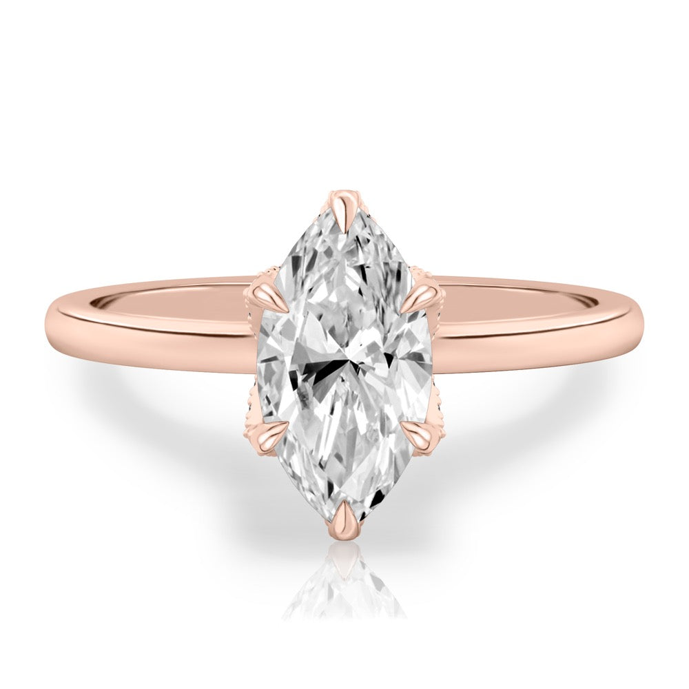 Fleur Pave Petal Prong Engagement Ring
