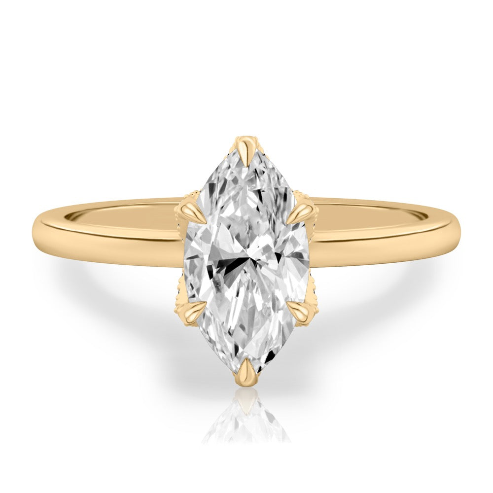 Fleur Pave Petal Prong Engagement Ring