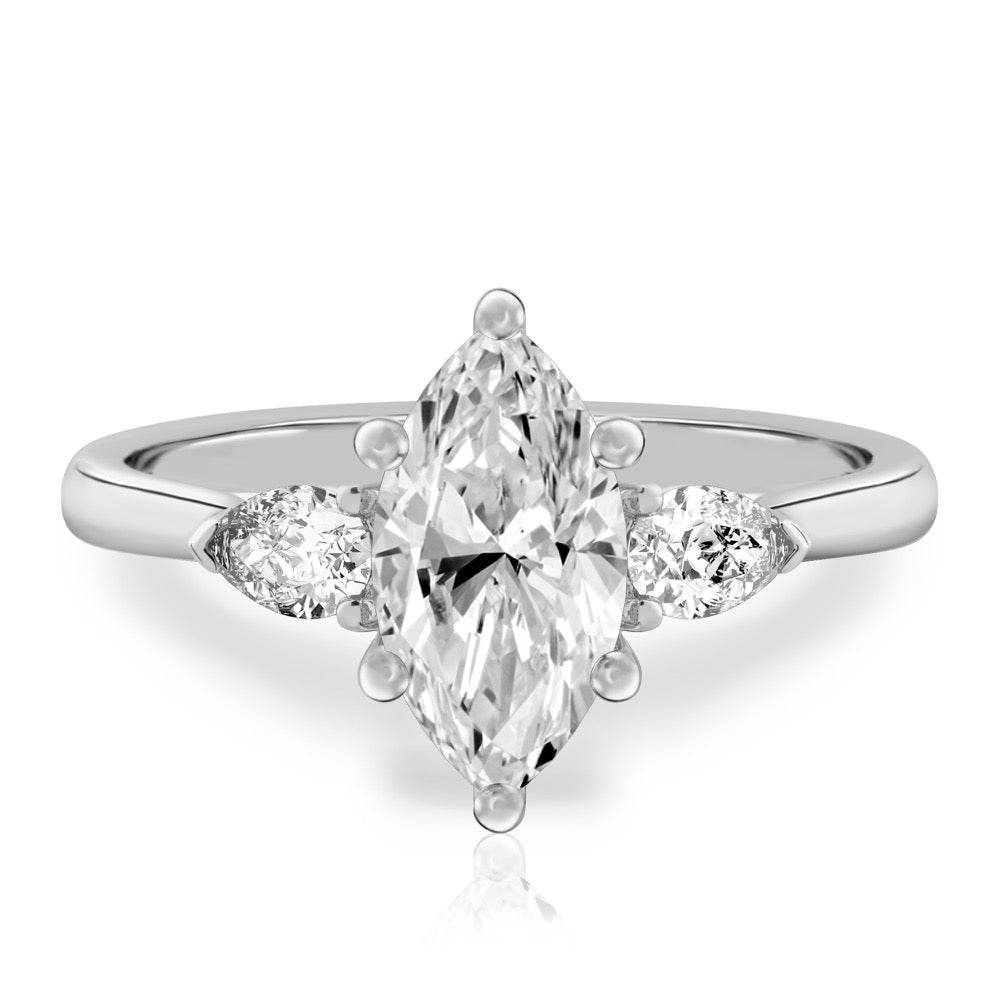 Maya Pear Side Stone Engagement Ring