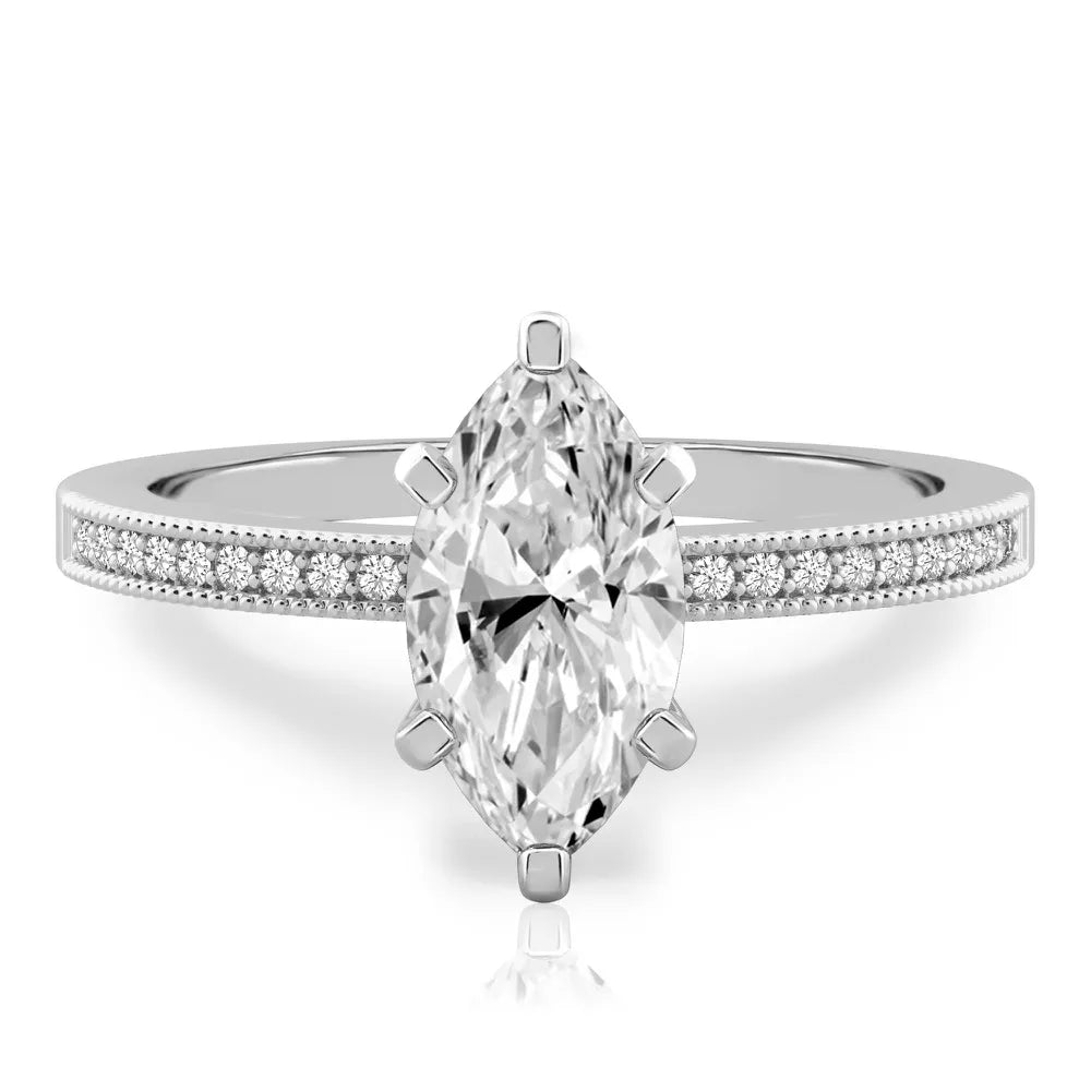 Lalana Petite Milgrain Engagement Ring