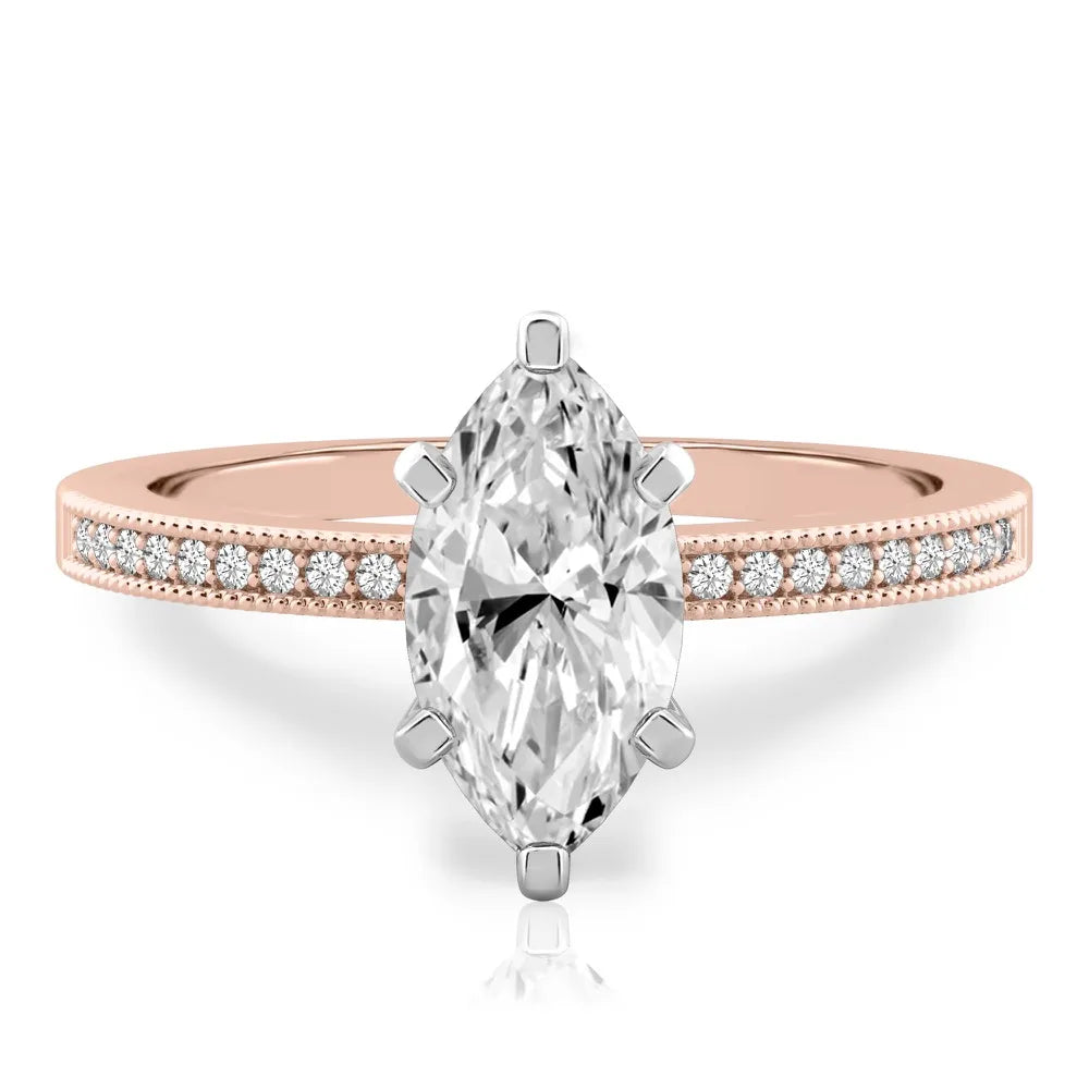 Lalana Petite Milgrain Engagement Ring