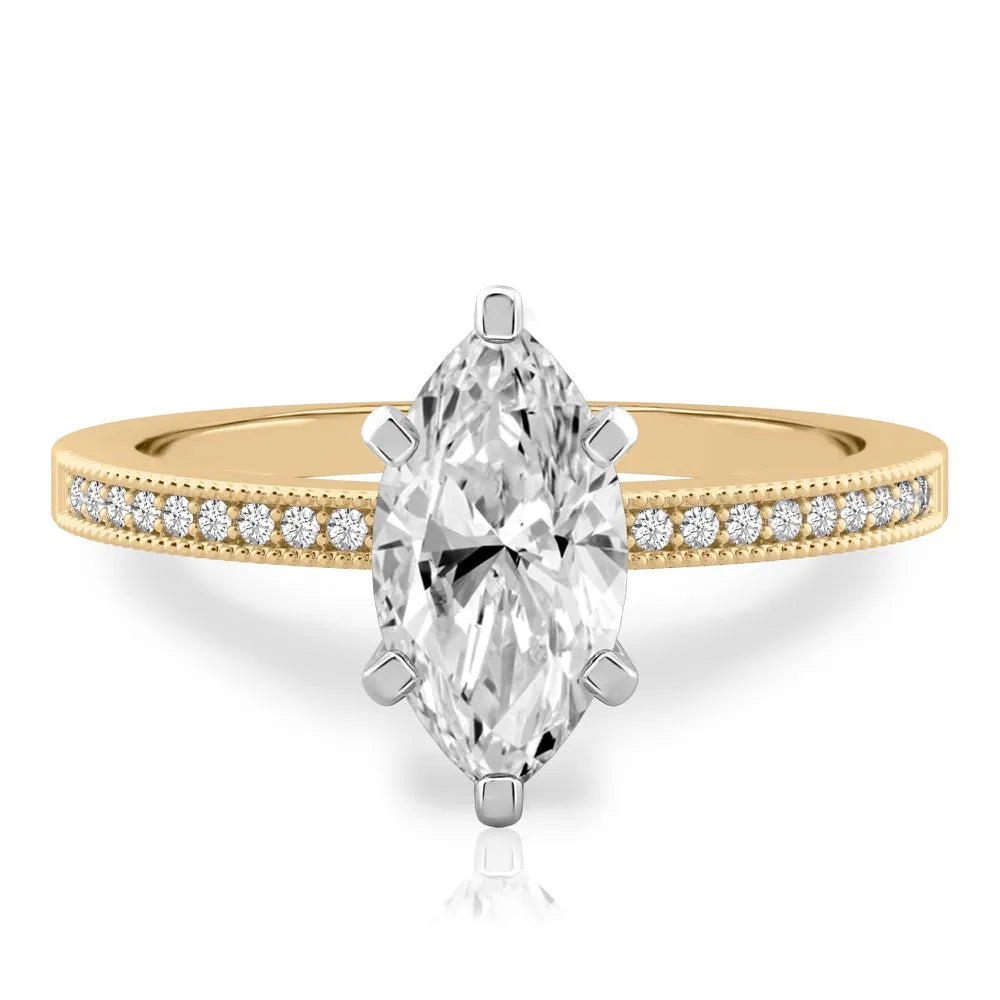 Lalana Petite Milgrain Engagement Ring