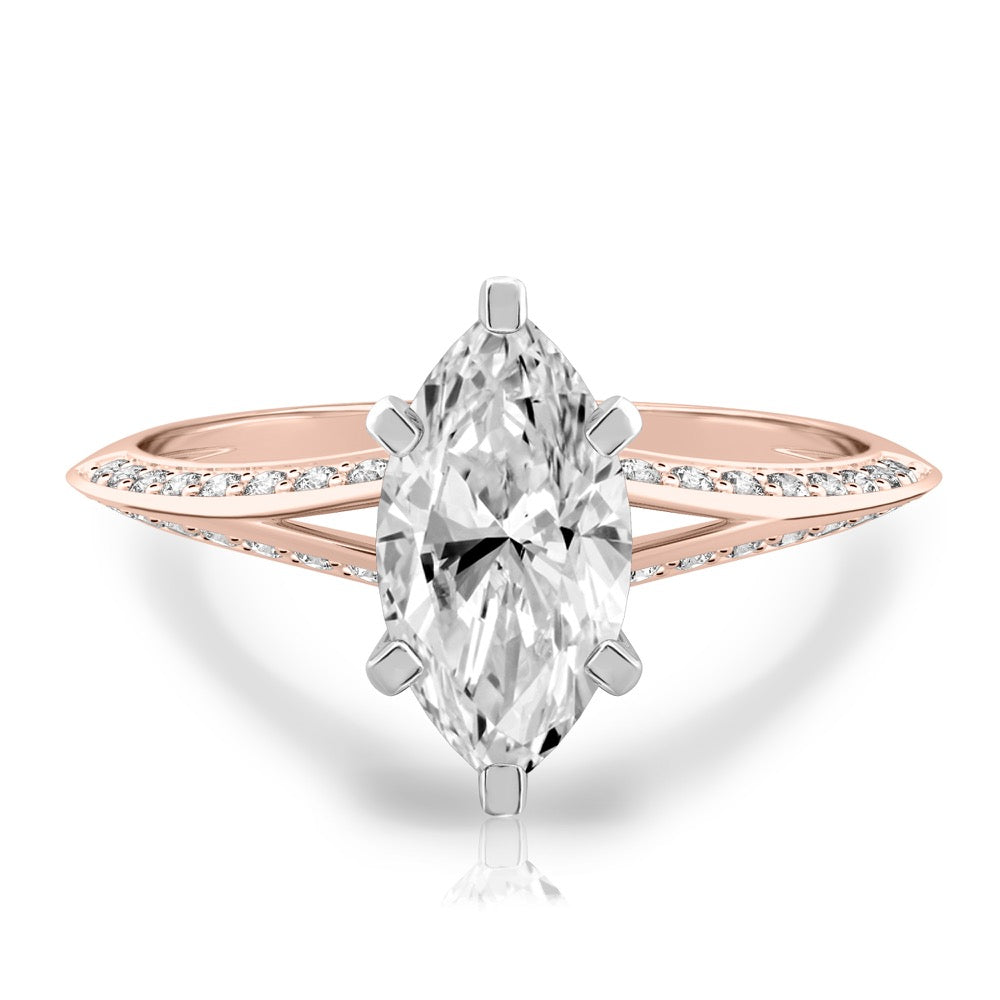 Charu Split Shank Knife Edge Pave Diamond Ring