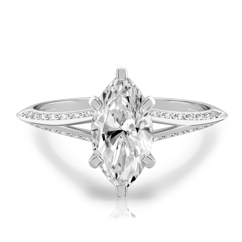 Charu Split Shank Knife Edge Pave Diamond Ring