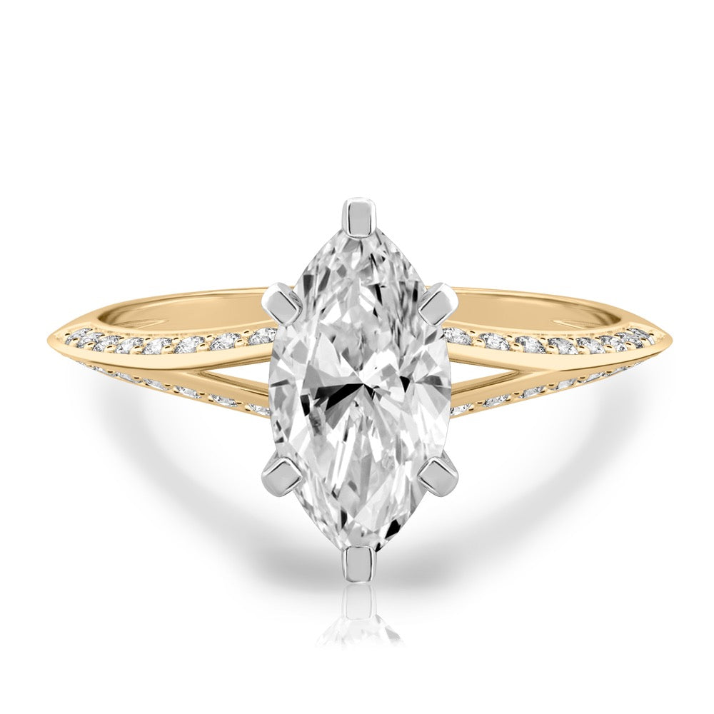 Charu Split Shank Knife Edge Pave Diamond Ring