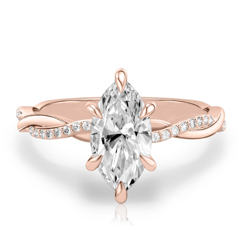 Twist Ring Engagement Ring with Pavé Twist Band