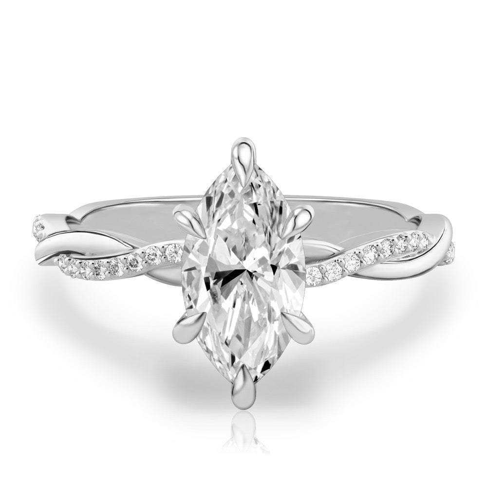 Twist Ring Engagement Ring with Pavé Twist Band