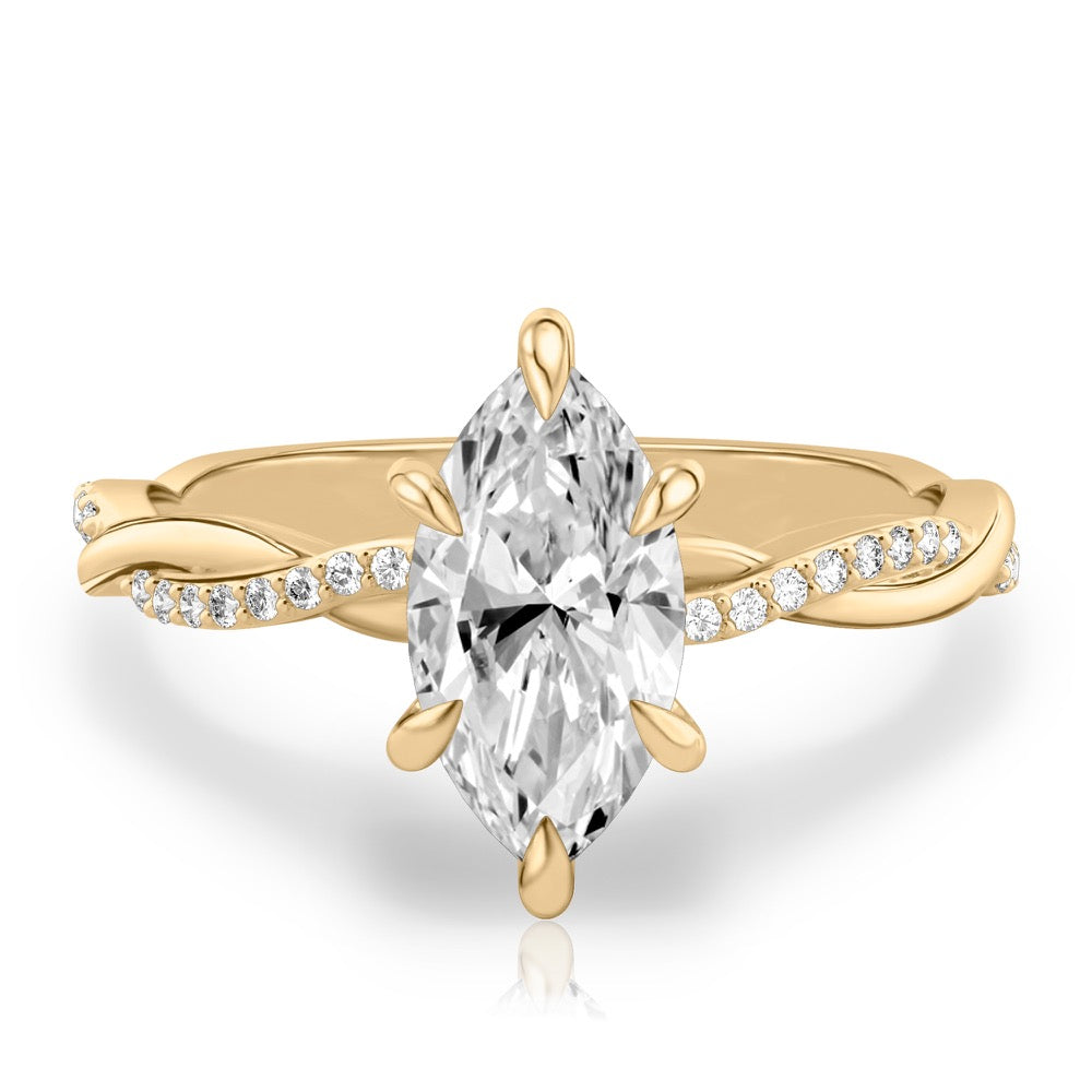 Twist Ring Engagement Ring with Pavé Twist Band