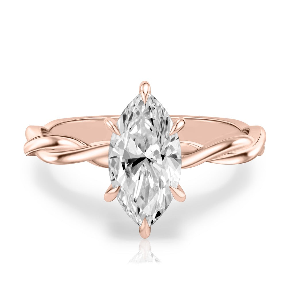 Kyra Twisted Engagement Ring with Hidden Halo