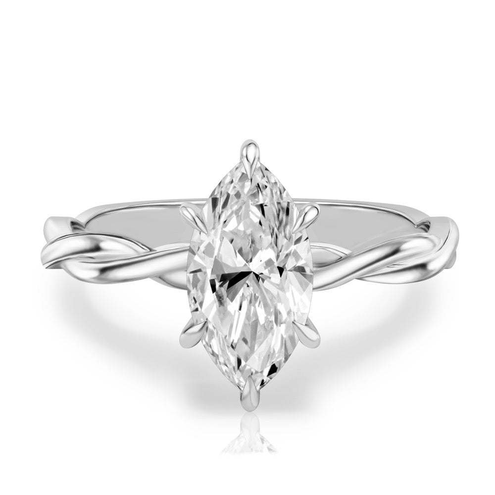 Kyra Twisted Engagement Ring with Hidden Halo