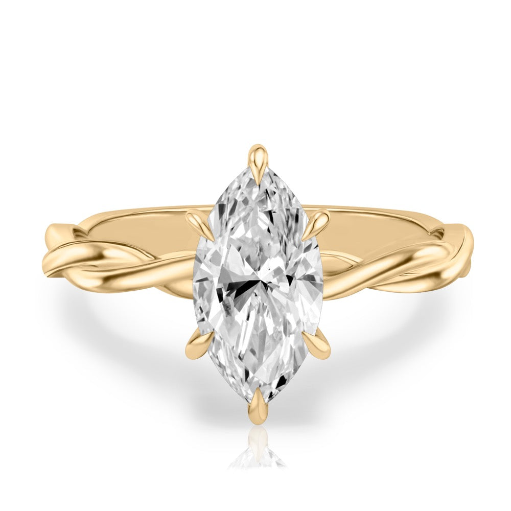 Kyra Twisted Engagement Ring with Hidden Halo