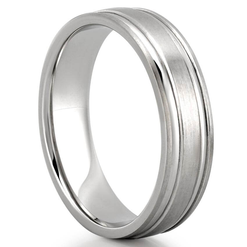 Beck Matte Wedding Band Featuring Two Inlays