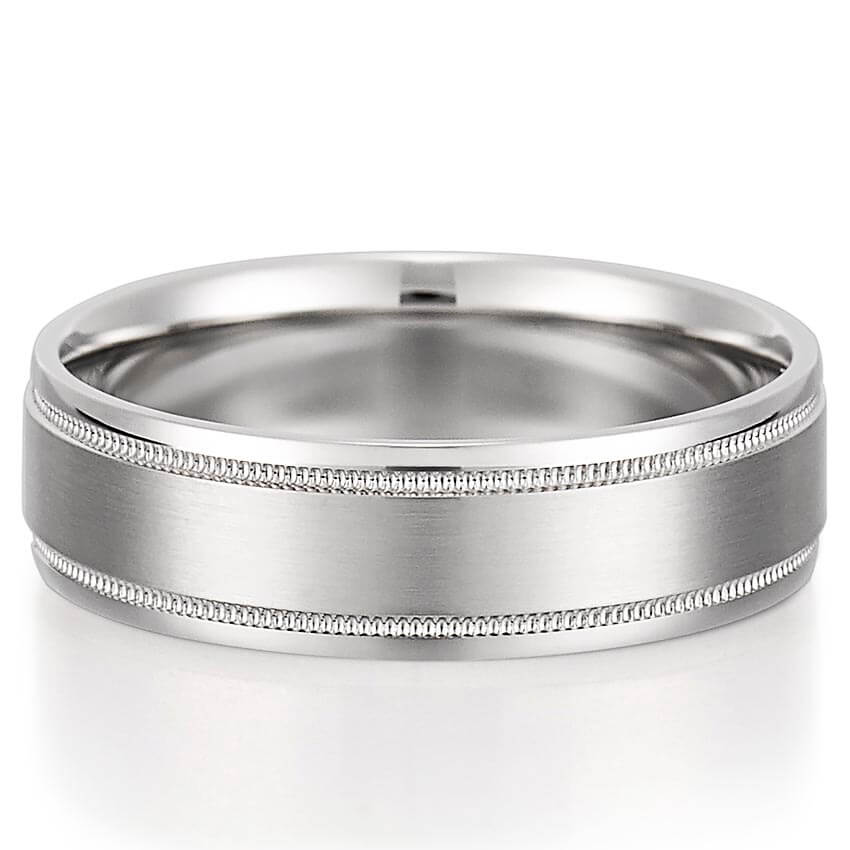 Kai Men's Milgrain and Satin Finish Band