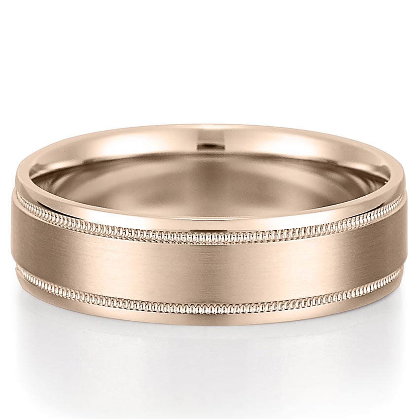 Kai Men's Milgrain and Satin Finish Band