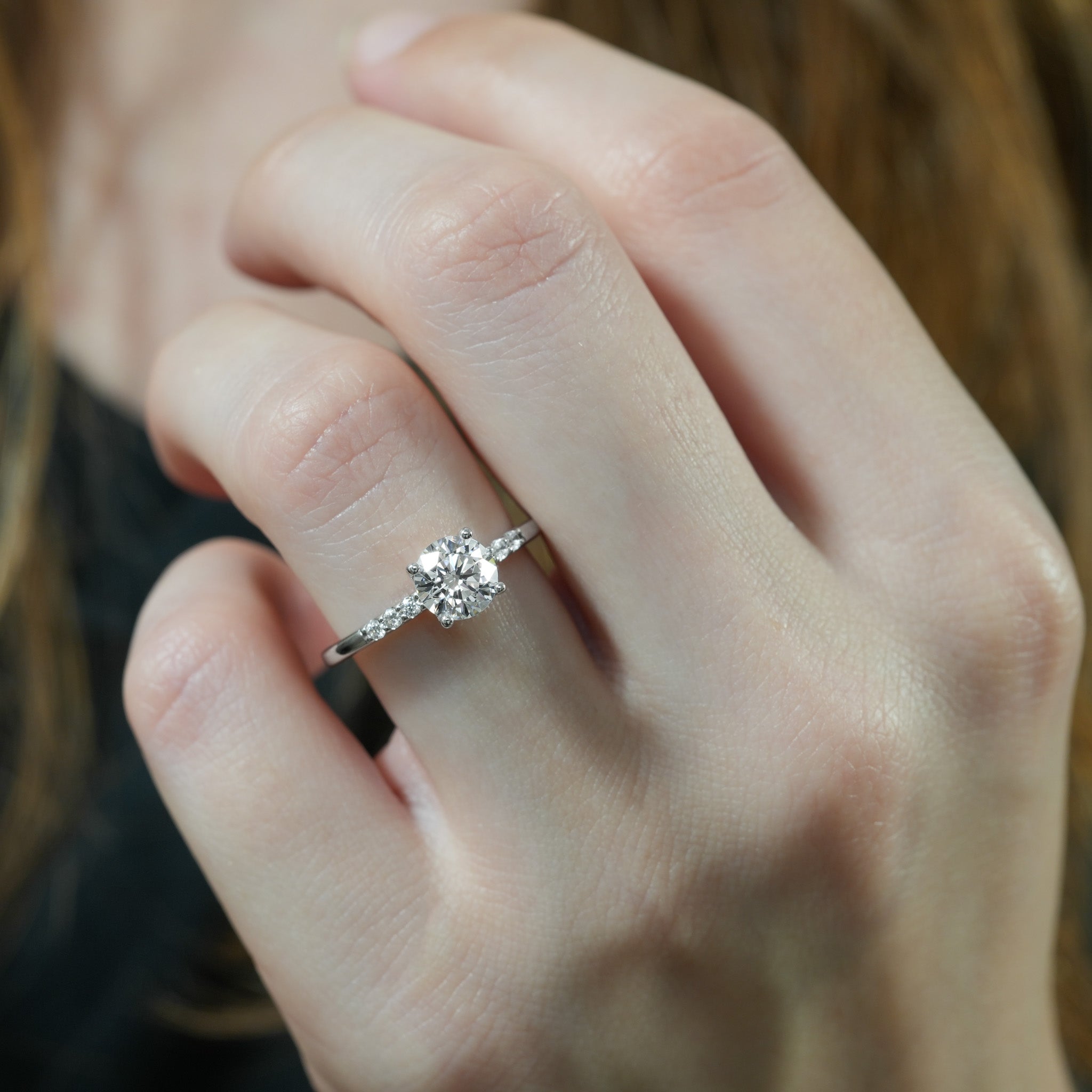 Audrey Six Diamond Pave Engagement Ring