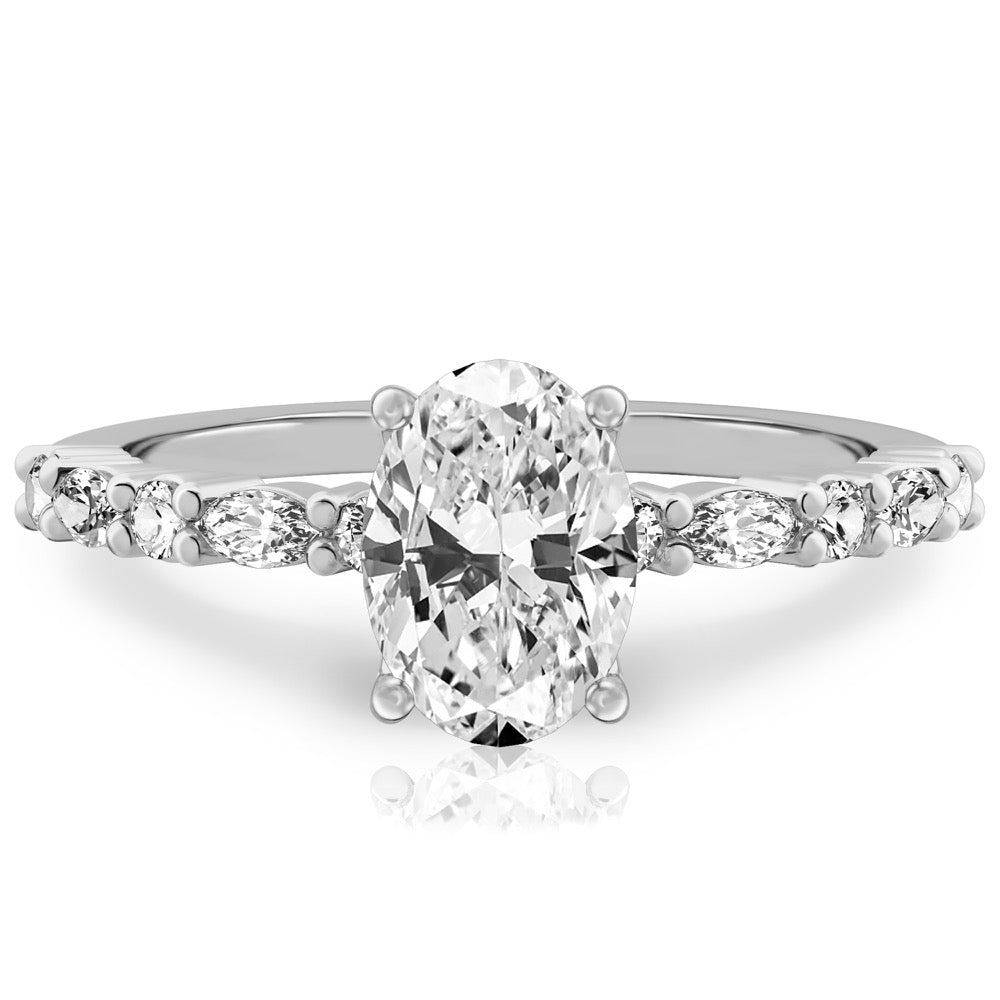 Lynn Marquise and Round Diamond Ring